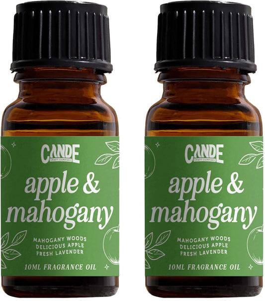 CANDECraftCo Premium Fragrance Oil – Diffuser Oils Fragrances Scented for Home, Candle Soap Making Supplies, Aromatherapy Blends for House (0.34 Fl Oz) (2-Pack, Apple + Mahogany)