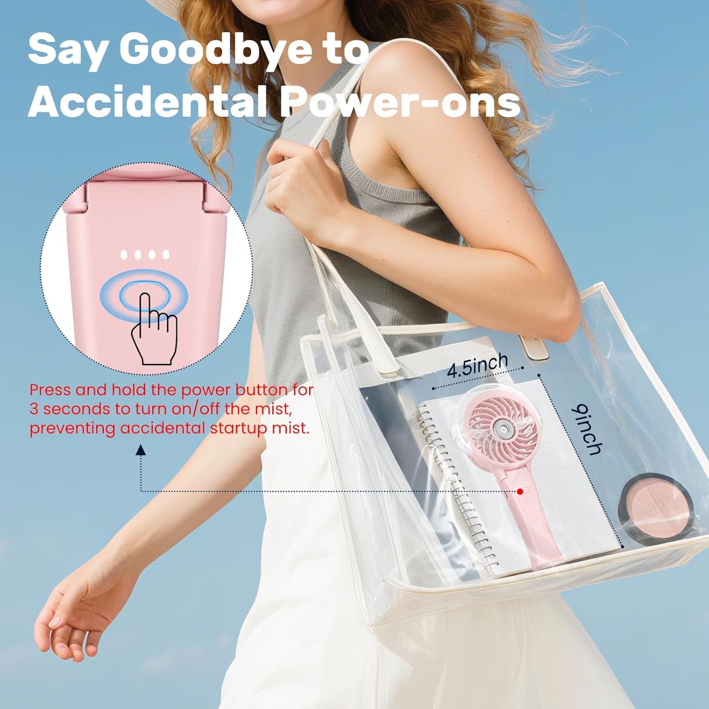 HandFan 4000mAh Handheld Misting Fan, 50ml Water Tank, Rechargeable Personal Mister Fan Portable AC, Spray Water Mist Fans, Foldable Cooling Ice Fans for Beach Travel Outdoors(Pink)