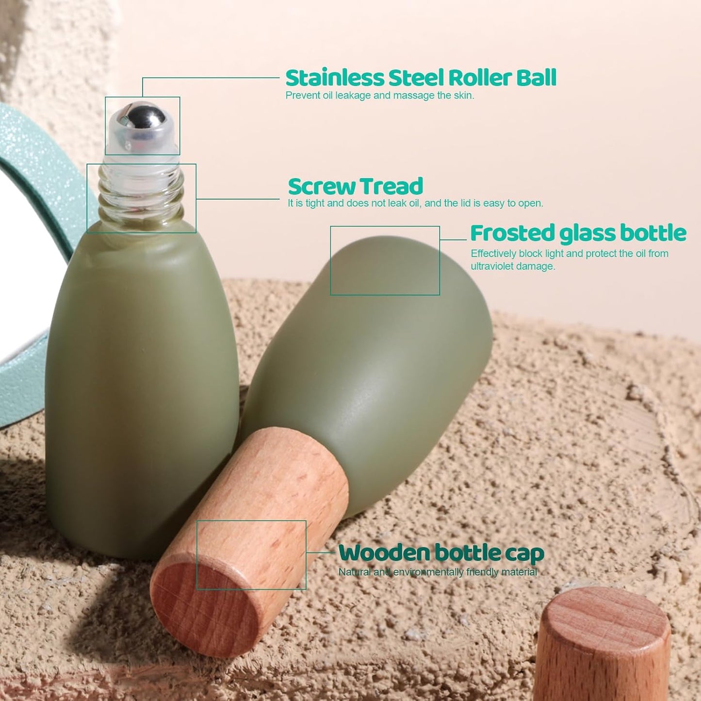 JPNK 4 Pack Essential Oils Roll-on Bottles with Stainless Steel Roller Balls for Aromatherapy and Perfumes with Portable Small Bag