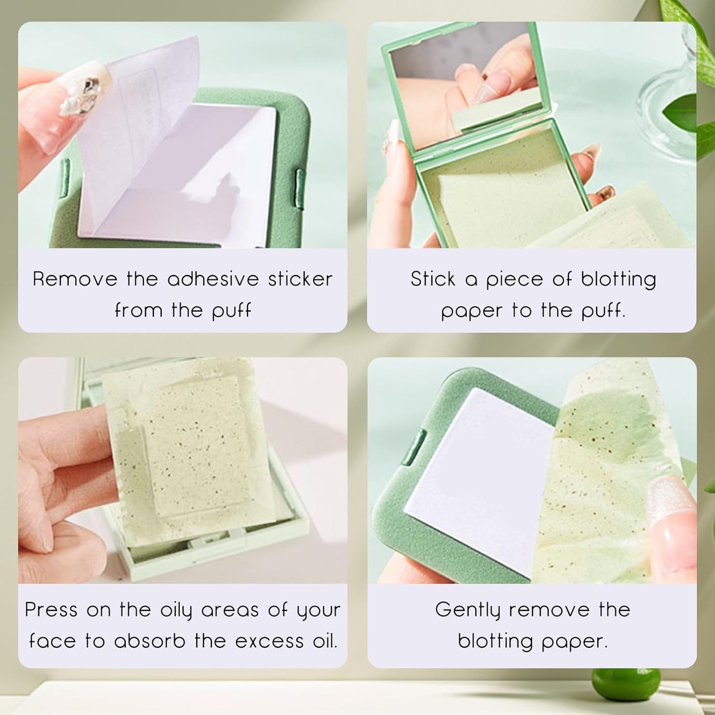 200 Oil Blotting Sheets for Face, Portable Oil Control Film with Mirror & Puff Not Destroy Base Makeup Face Oil Absorbing Sheets for Women & Men, Face Oil Control On The Go (Chamomile, 200)
