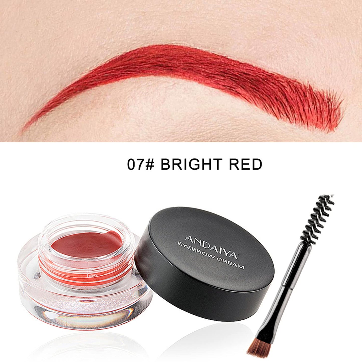 MAEPEOR 12 Colors Eyebrow Pomade Full-pigmented Long Lasting Waterproof Eyebrow Cream Gel Filling & Shaping Tinted Eyebrows Enhancers with Brush for Daily or Party (07 Bright Red)