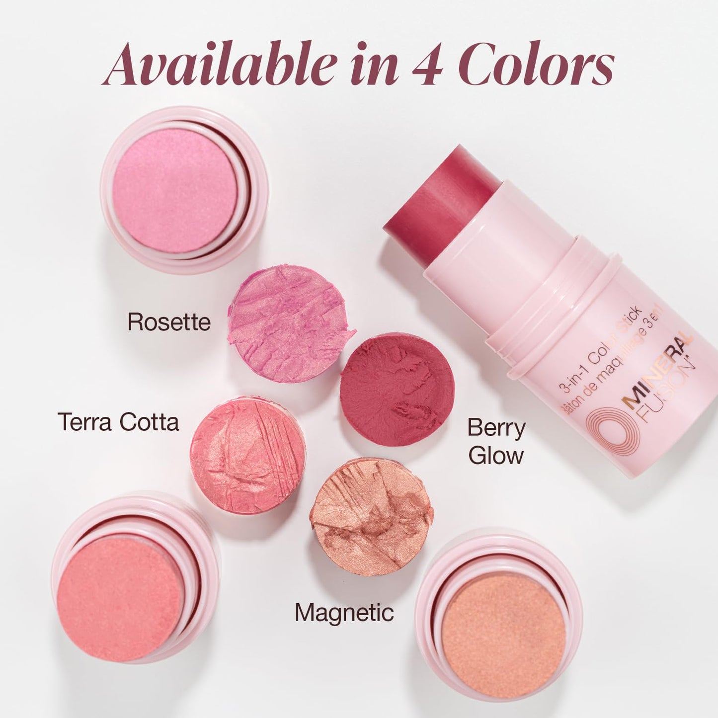 Mineral Fusion 3-in-1 Color Stick, Instant Color Pop and Blush for Cheeks, Creamy Lightweight Formula, Multi-Use Eye, Face, and Lip Makeup, Magnetic