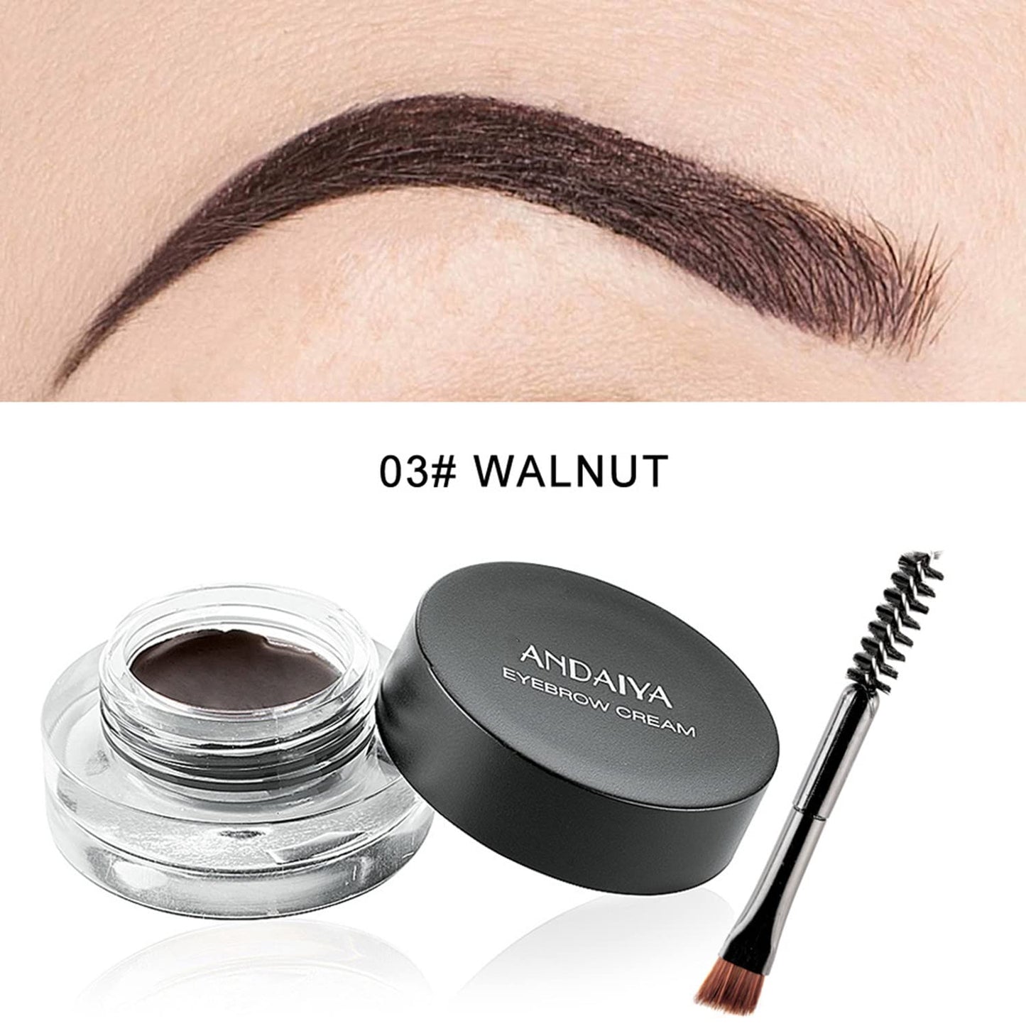 MAEPEOR 12 Colors Eyebrow Pomade Full-pigmented Long Lasting Waterproof Eyebrow Cream Gel Filling & Shaping Tinted Eyebrows Enhancers with Brush for Daily or Cosplay (03 Walnut)
