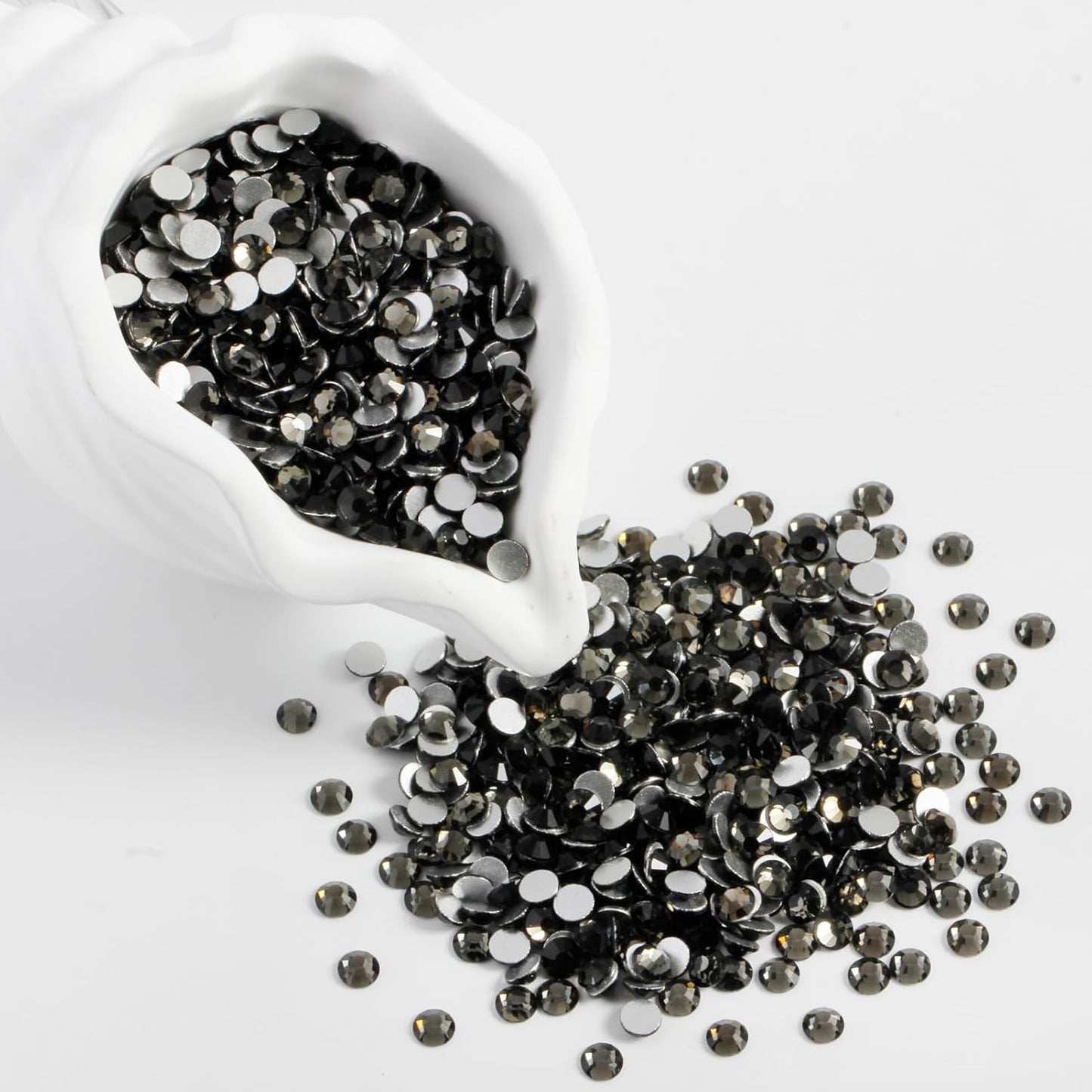 3000PCS SS10 Flatback Rhinestones | 12-Facet Diamond-Cut Glass Gems for Nail Art, Clothing, DIY Crafts |Glue-On Decoration Stones with Silver Backing(Black Diamond)