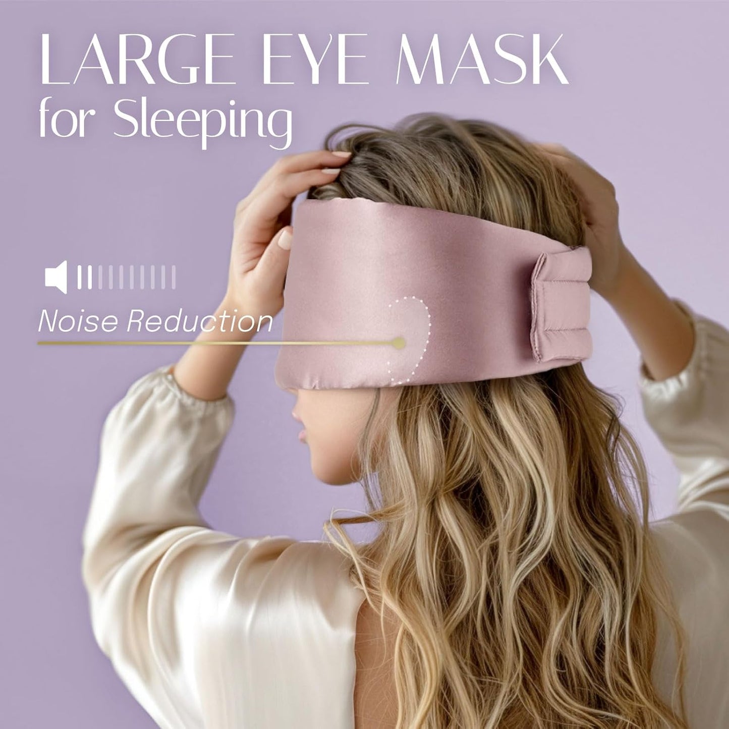 Silk Sleep Mask Soft Pressureless: 100% Mulberry Silk for Eye Skin Anti Wrinkles, Large Size for Total Blackout, Adjustable Wide Velcro Ear Cover