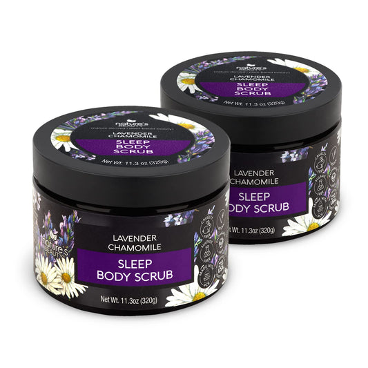 Nature's Beauty Lavender Chamomile Sleep Body Scrub Multi-Pack - Gently Exfoliate, Moisturize & Sooth Combination to Dry Skin, Made w/Coconut, Jojoba + Moringa Seed Oils, 11.3 oz (2 Pack)