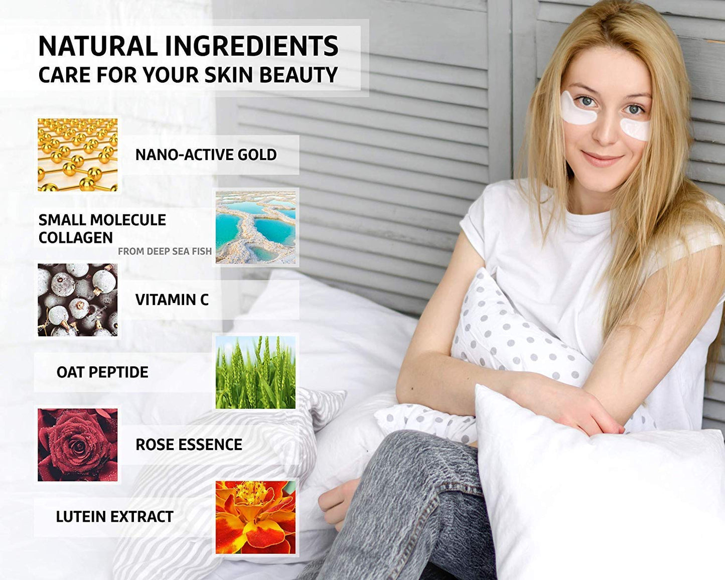 Jakuva Under Eye Patches 30PCS Pairs Collagen Eye Masks Eye Patches for Dark Circles and Puffy Eyes, Reduce Wrinkles, Gel Eye Mask Skincare for Moisturizing, Eye Bags Treatment, White