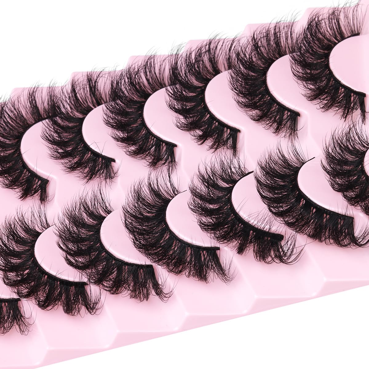 Mink Lashes Fluffy D-Curl False Eyelashes 20mm Long Volume Lashes That Look Like Extensions Cat Eye Fake Lashes Faux Mink Strip Lashes Pack 7 Pairs