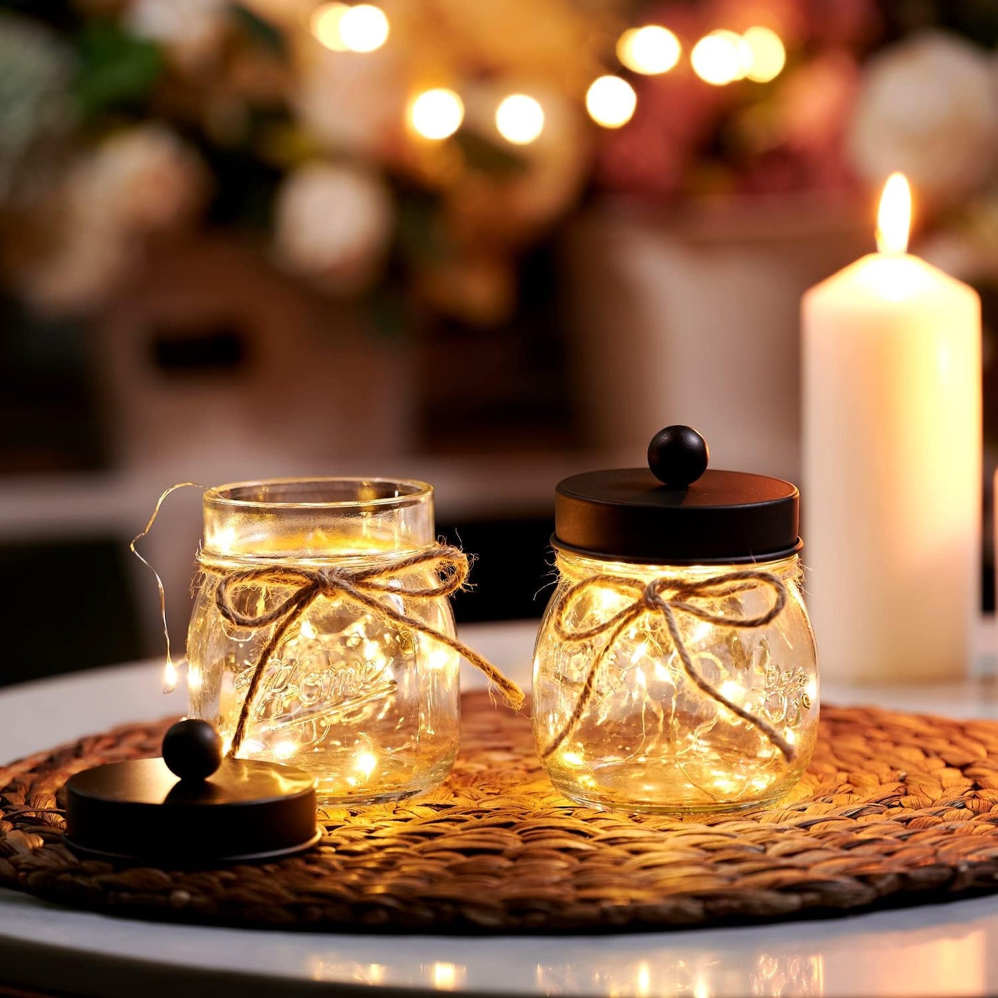 SheeChung 3 Pack Qtip Holder for Bathroom, Cotton Swab Holders, Bathroom Decor, Apothecary Jars with Lids for Cotton Round Pads, Balls, Floss Picks - Bronze