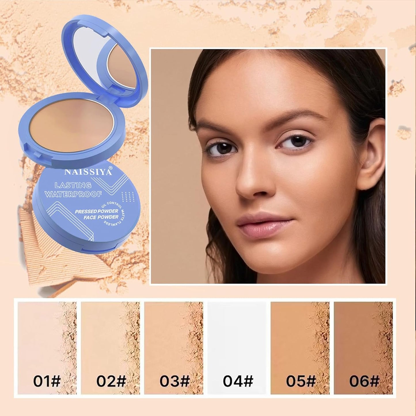 Oil Control Face Pressed Powder,Matte Smooth Flawless Setting Powder Makeup,Waterproof Long Lasting Finishing Powder,Cruelty Free Lightweight Face Cosmetics,0.35Oz(ORANGE HONEY)