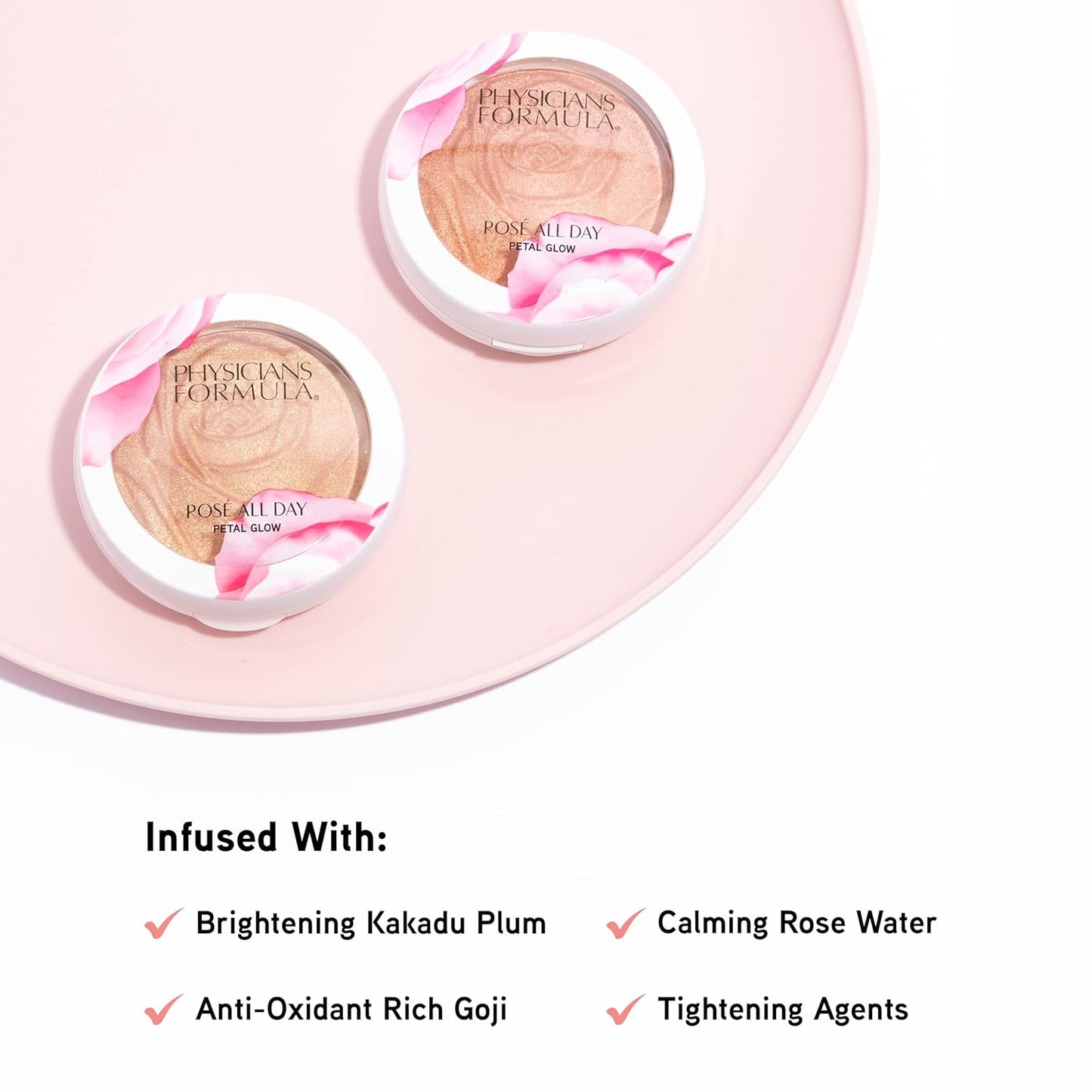 Physicians Formula Rosé All Day Highlighter Blush Face Powder, Pink Petal Glow, Dermatologist Tested, Clinicially Tested
