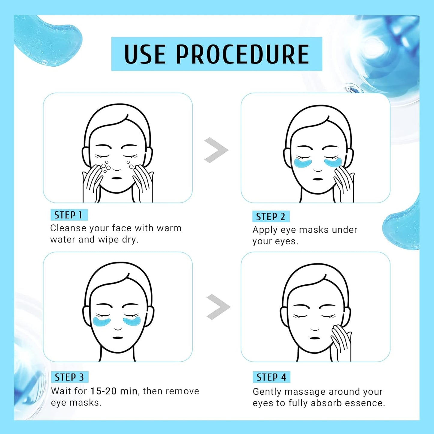 Under Eye Patchs (30 Pairs) Hyaluronic Acid Eye Mask for Dark Circles and Puffiness Wrinkle Eye Bags (Hyaluronic Acid)