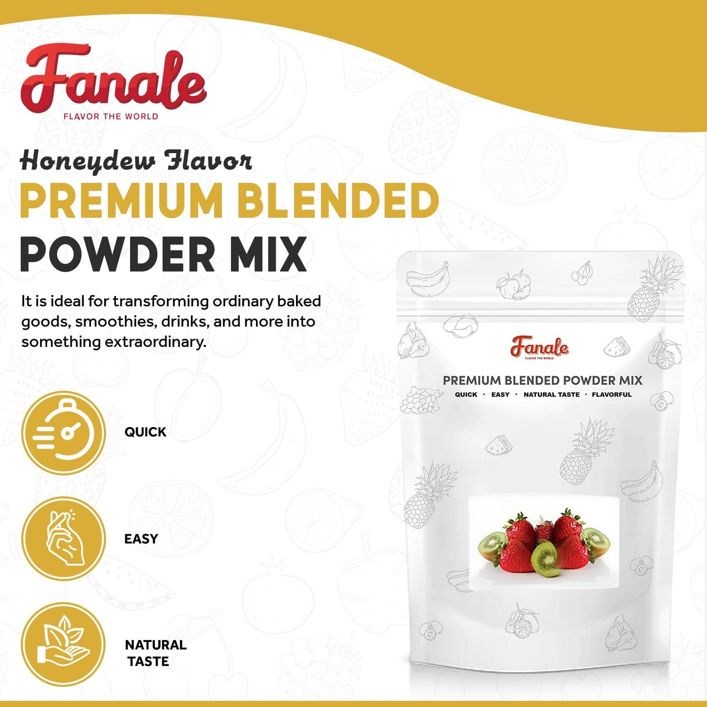 Fanale Premium Honeydew Bubble Tea Flavoring Powder | Perfect for Baking, Smoothies, Desserts and Drinks | Instant Flavoring Powder for Boba Milk Tea - 2.2 Pounds (Pack of 1)