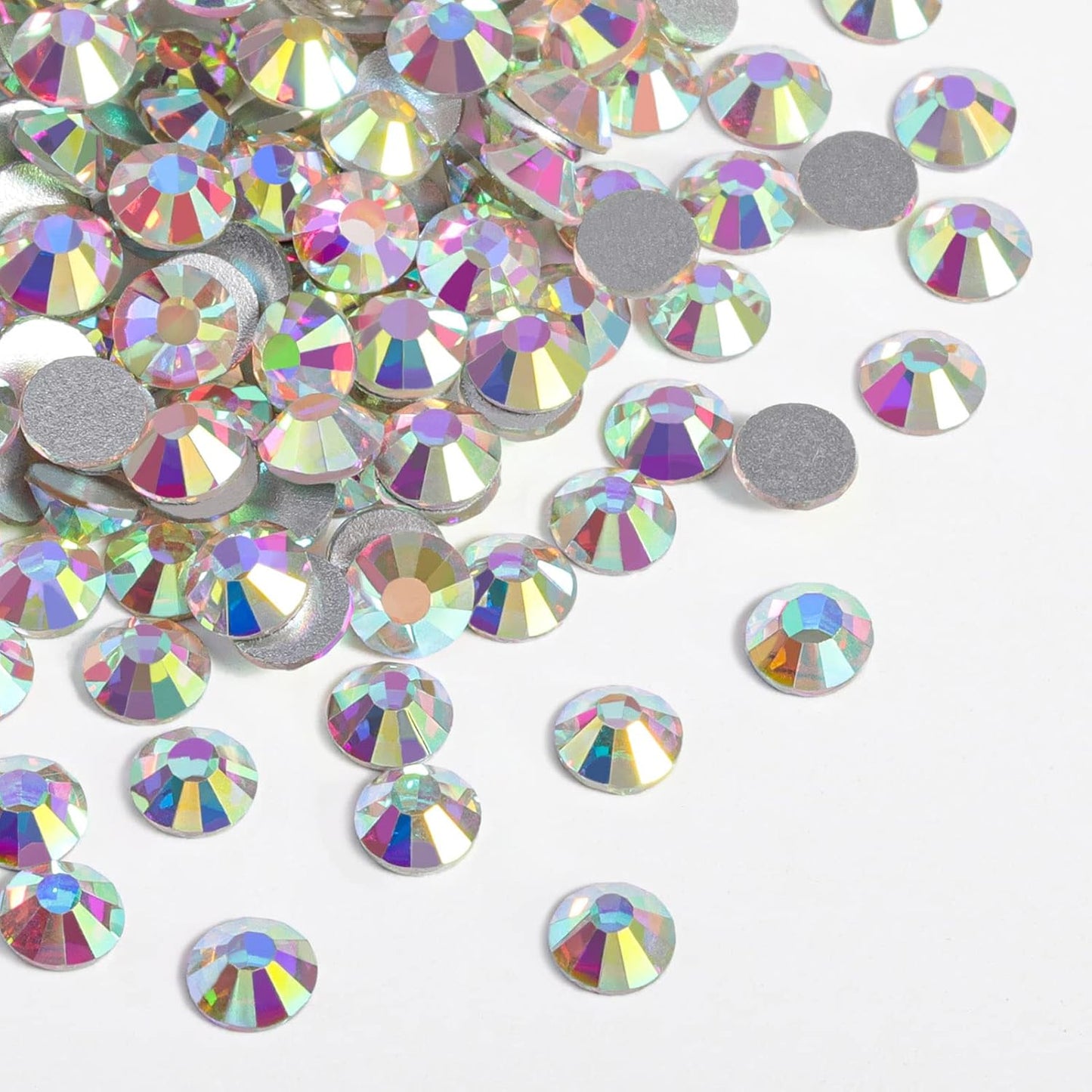 Beadsland 2880pcs Flat Back Crystal Rhinestones Round Gems for Nail Art and Craft Glue Fix, Crystal AB,SS4,1.5-1.7mm