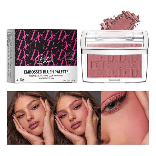 MAEPEOR Embossed Blush 6 Colors Smooth Blendable Face Blush Long-Lasting Natural Look Blush Powder Blush for Cheeks (12 Rosewood)