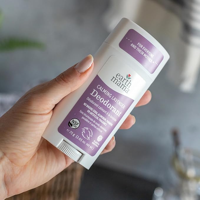 Earth Mama Calming Lavender Deodorant | Safe for Sensitive Skin, Pregnancy and Breastfeeding, Contains Organic Lavender, Calendula and Coconut Oil, No Baking Soda or Aluminum, 2.65-Ounce