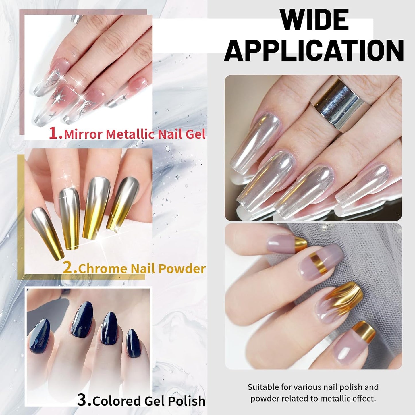 15ml Top Coat for Metallic Painting Gel, No Wipe Top Gel Polish for Metallic Gel Nail Polish, Chrome Nail Polish, Chrome Nail Powder, Mirror Nail Gel, Easy to Make Mirror Chrome Effect