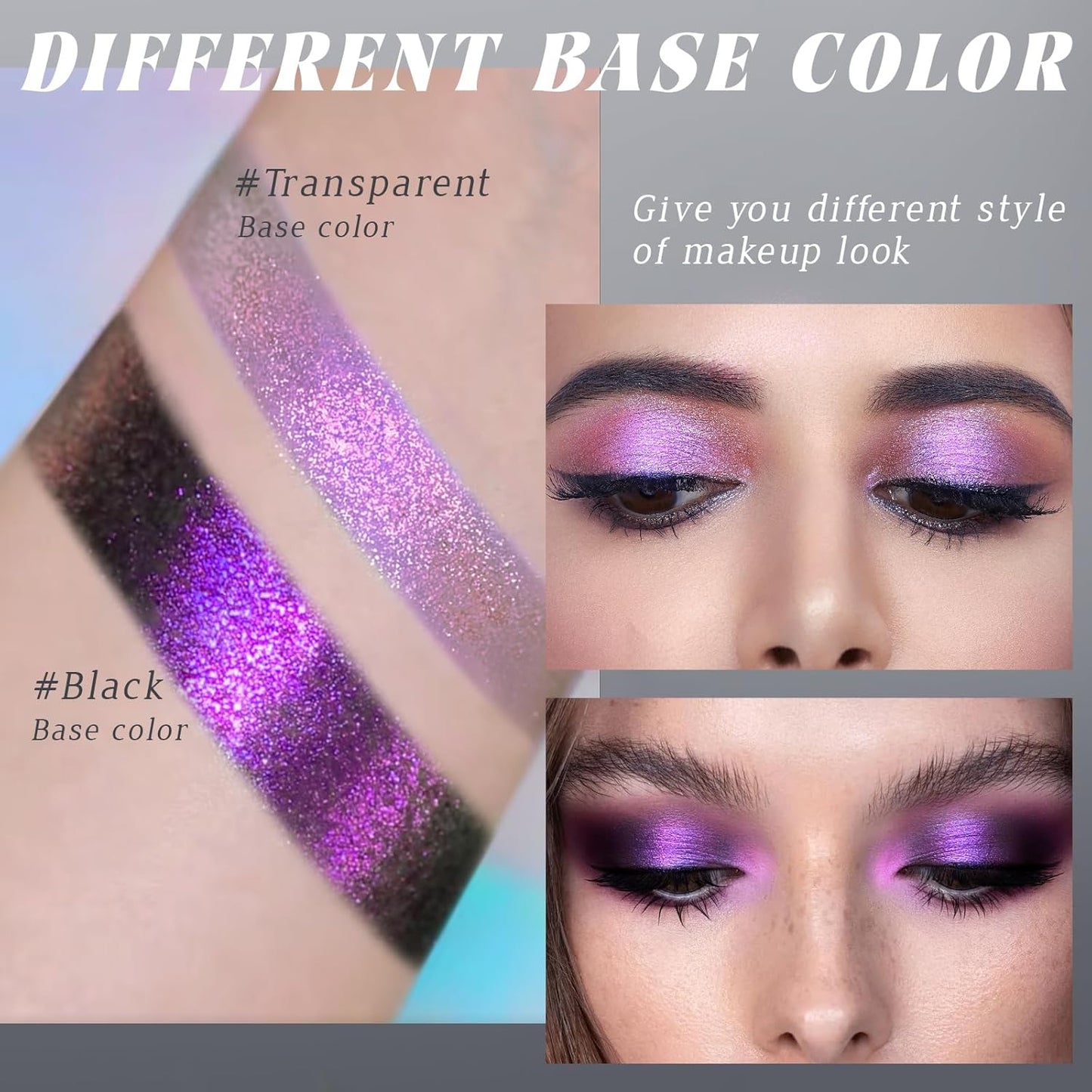 Chameleon Purple Glitter Eyeshadow, Cream to Powder Shimmer Multichrome Single Eyeshadow, Sparkling Holographic Color Shifting Eye Brightener Highlighter Makeup Palette 04