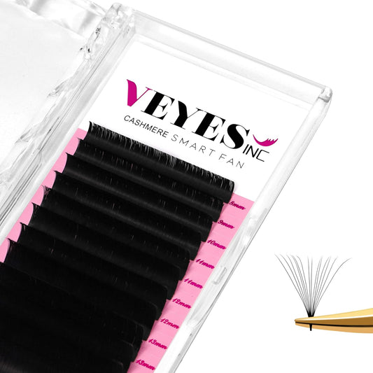 VEYES INC Cashmere Smart Fan Lash Extensions 0.03 0.05 0.07 C/CC/D Curl 8-20mm Mixed & Single Length, Super Matte Black Volume Lashes, Professional Supplies for Lash Techs (0.05 CC 15mm)
