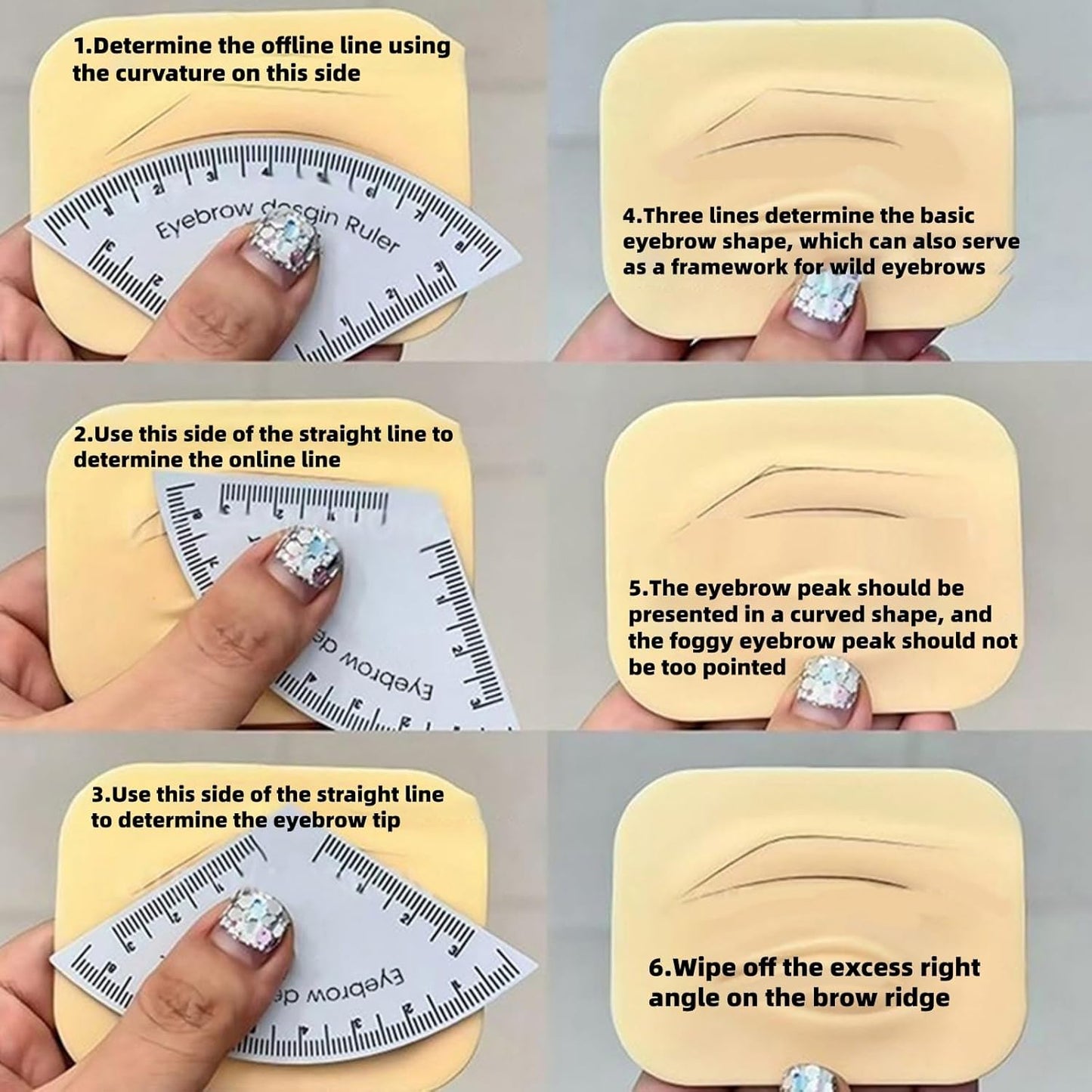 4Pcs Eyebrow Mapping Ruler, Brow Shaping Tool with Guide Stencils - Precise Measuring for Symmetrical Eyebrows, Easy to Use, Travel-Friendly & Hypoallergenic