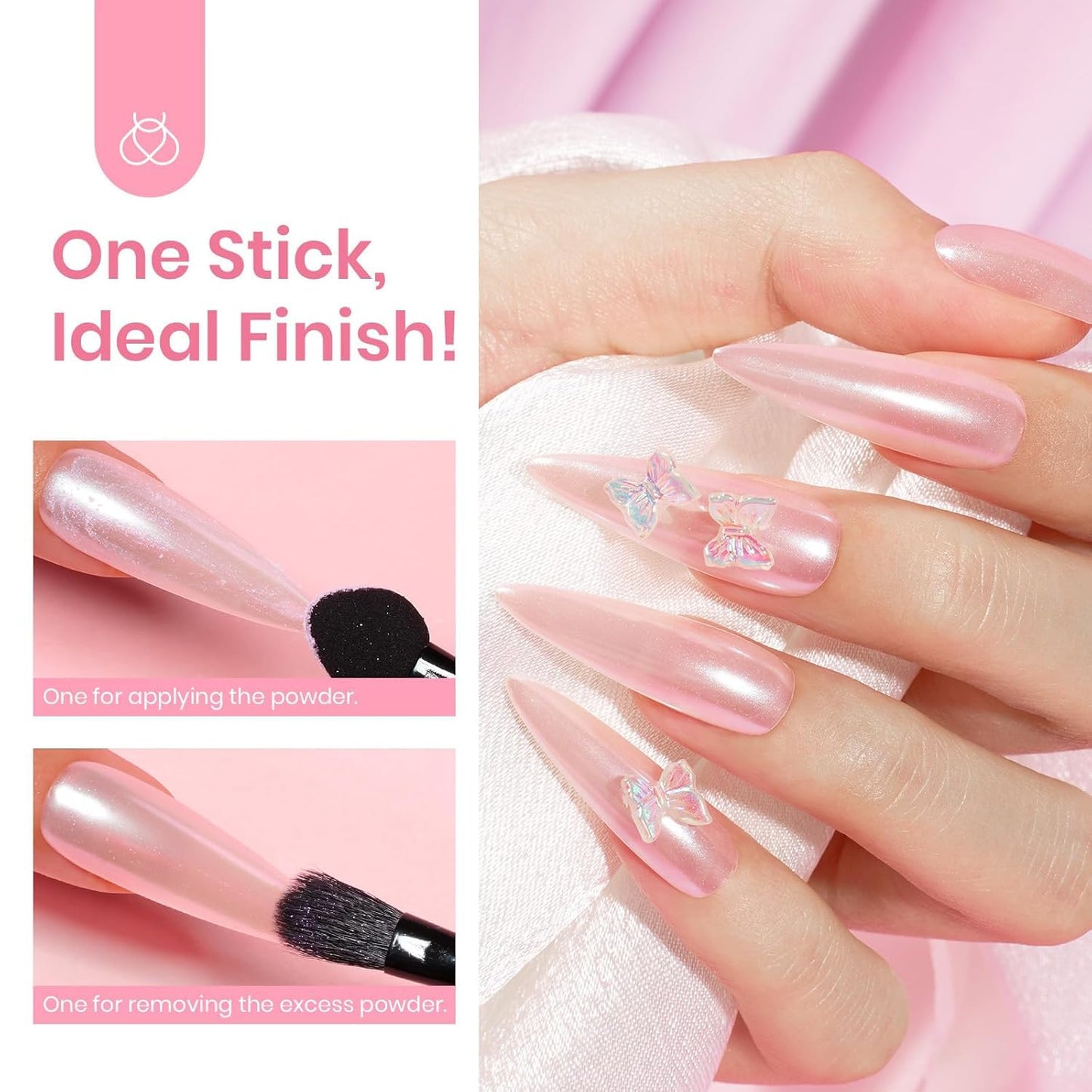 Beetles Pearl Chrome Nail Powder White for Mirror Effect Gel Cromer Nail Powder Nails Glitter Manicure Holographic Pigment Nails Art Design Gifts for Women