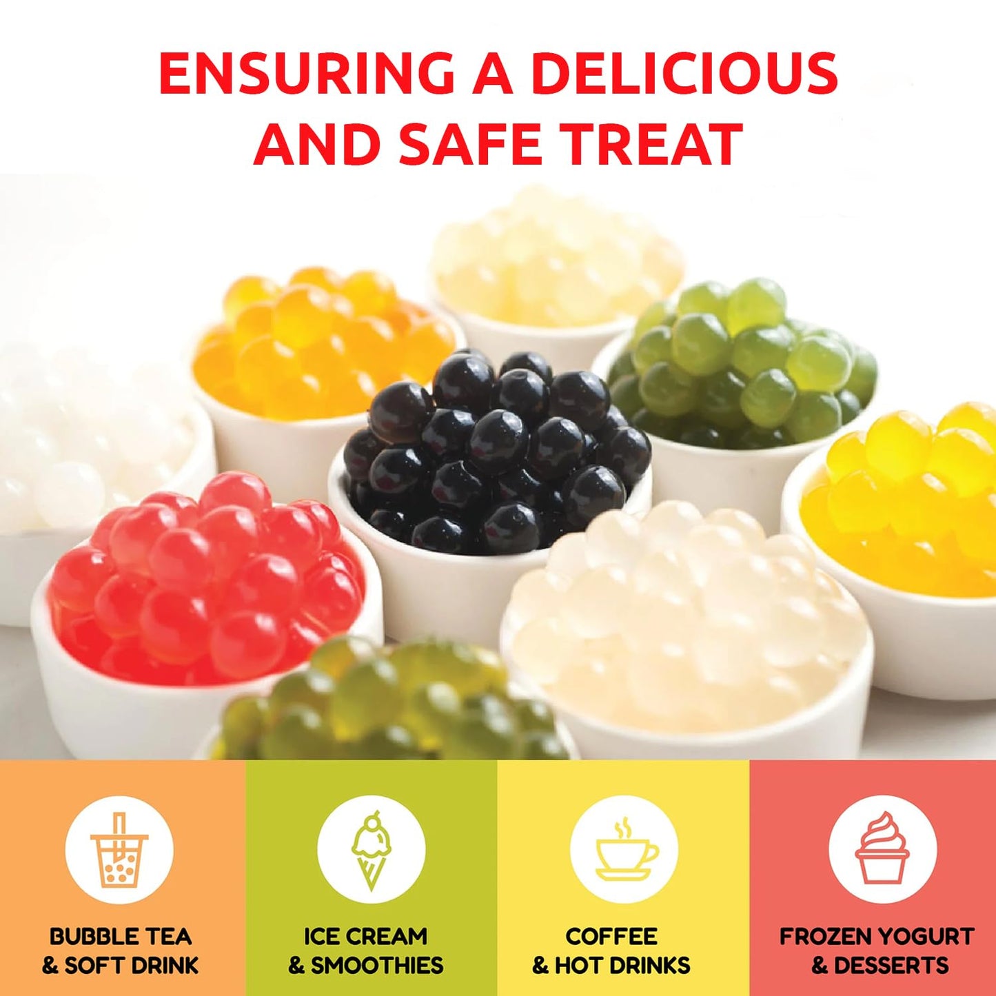 Fanale Lychee Popping Boba Pearls, Vegan, Non GMO, Gluten Free, Fat Free, Perfect for Bubble Tea, Smoothies, Ice Cream, Desserts, and Beverages1 Pound (Pack of 1).