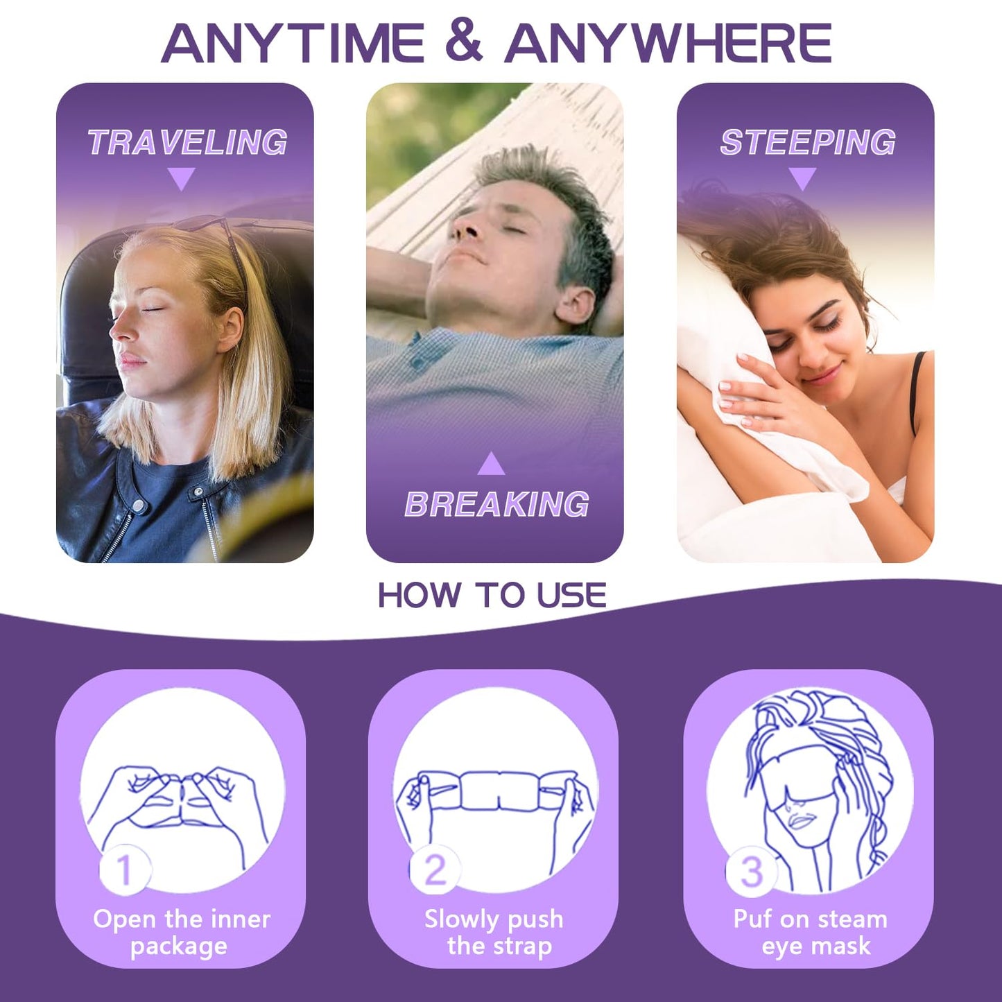 Sleep Mask,Steam Eye Mask for Travel Essentials, Warm Compress for Eyes,Heated Eye Masks for Dark Circles and Puffiness & Soothe Tired Eyes, Self Care SPA Relaxation Gifts for Women Lavender 20 Pc