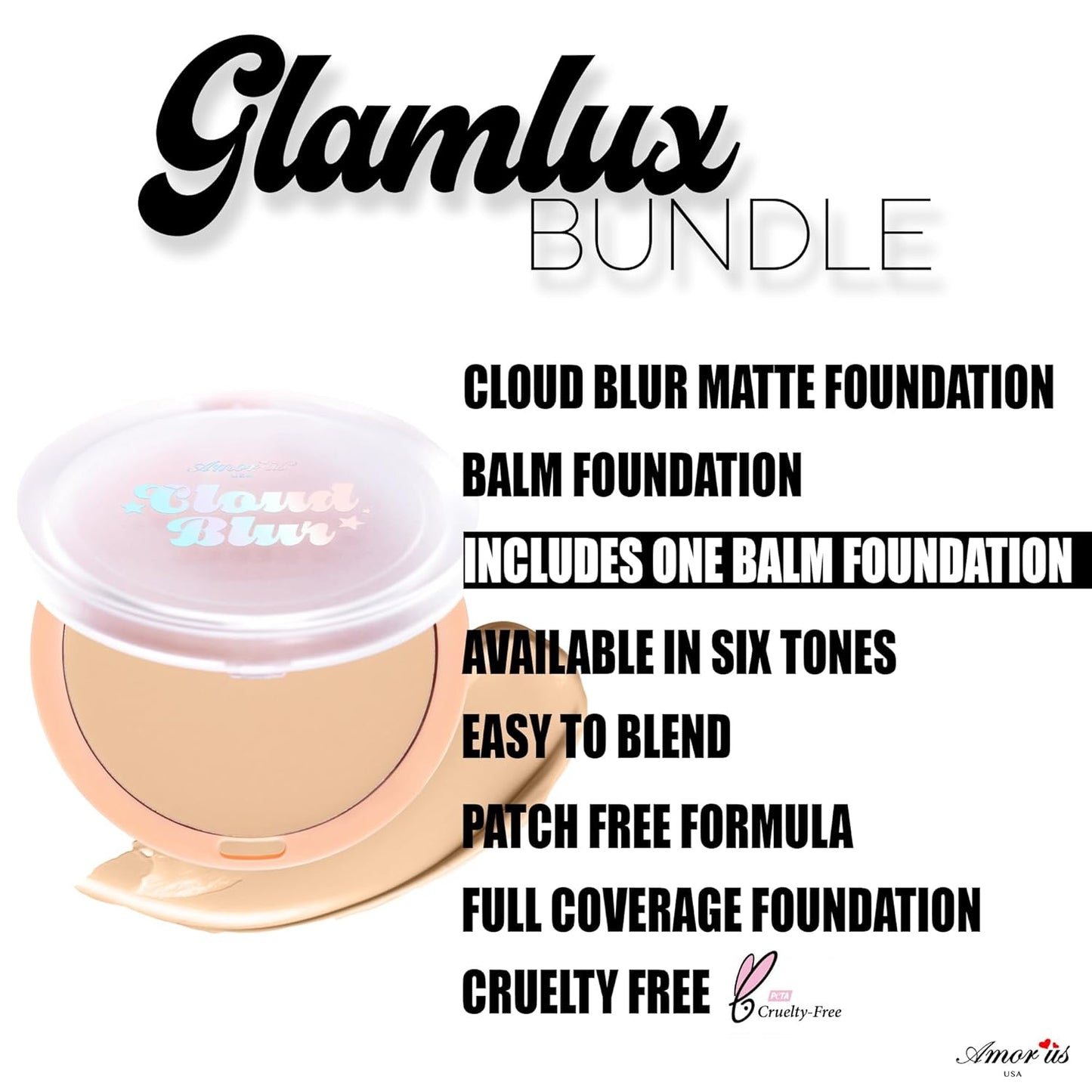 Beauty Bundle Beauty Creations Pink Cloud Pink Loose Setting Powder & Amorus Cloud Blur Matte Balm Foundation, Minimizes Pores, Matte Finish 14HR Shine Control (Almond)