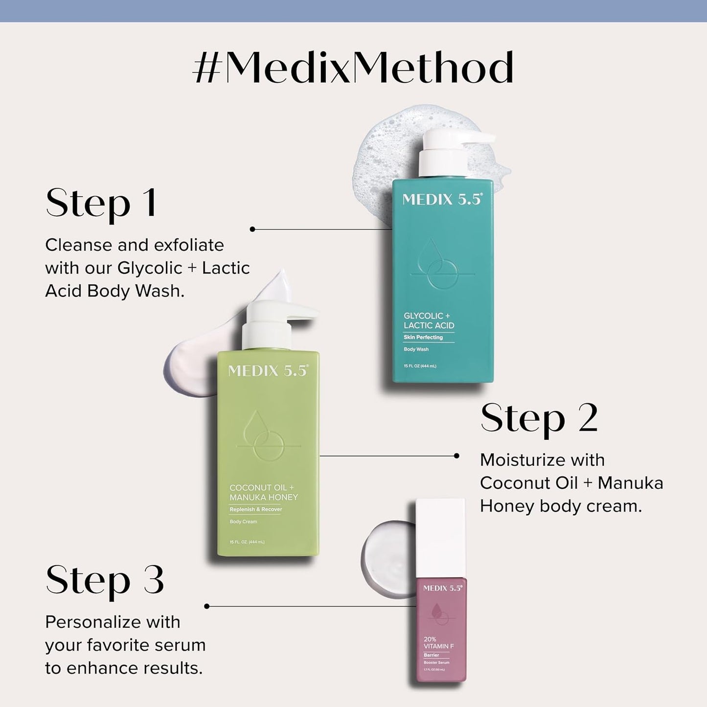 MEDIX Coconut Body Lotion + Manuka Honey Cream | Coconut Oil Lotion For Women & Men | Natural Coconut Cream Moisturizer Body Butter Skin Care Balm For Stretch Marks, Cellulite, & Dry Skin, 15 Fl Oz