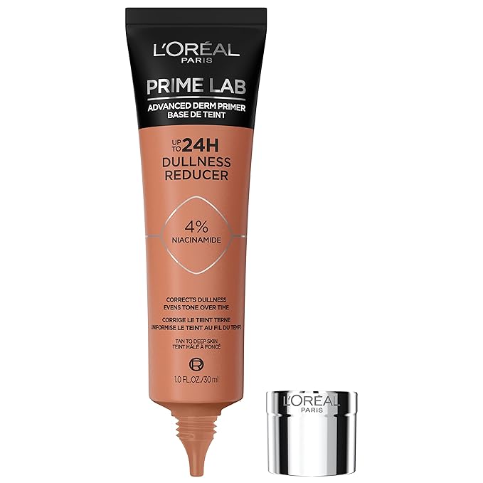 L'Oreal Paris Prime Lab Up to 24H Dullness Reducer, Face Primer Infused with Niacinamide to Reduce Face Dullness and Extend Makeup Wear, 1.01 Fl Oz