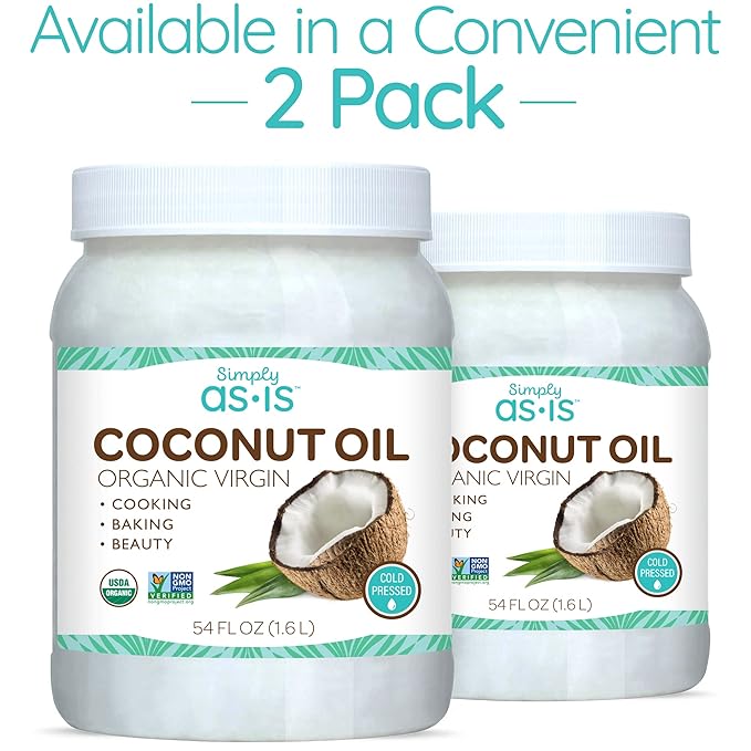 Simply as-is | Cold-Pressed & ﻿Organic Virgin | Unrefined | Coconut Flavor for Cooking & Baking | Deep Moisturizer for Beauty | 2-Pack (54 fl oz each)