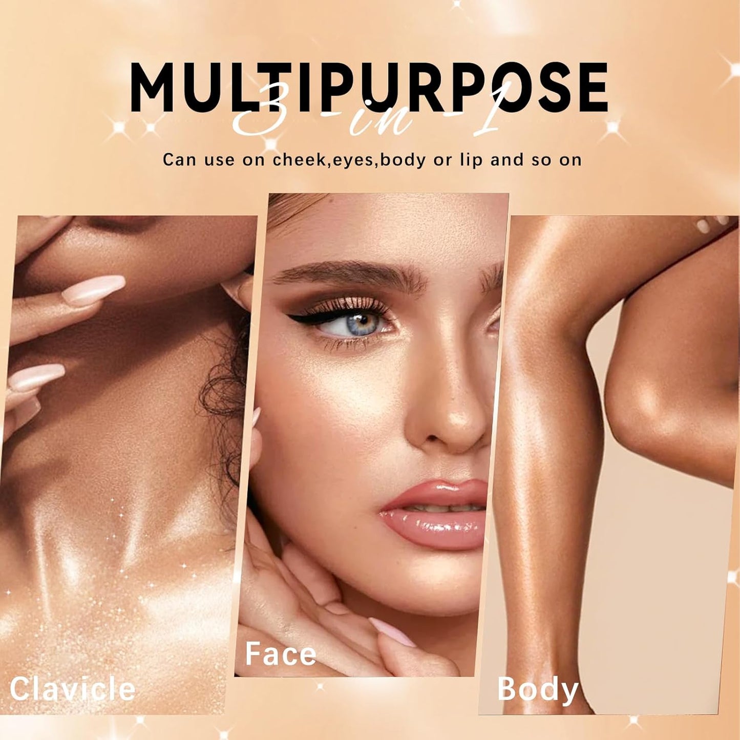 Polvo De Hadas Body Highlighter Powder, Face Brightening Shimmer Body Glitter Contour Patting Powder, Sparkling Blush Highlighter Powder for Face Eyes Body Glow Makeup, B# Golden Brown