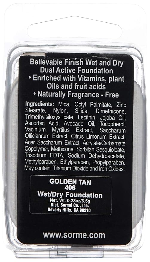 Sorme' Treatment Cosmetics Believable Finish Dual Active Foundation Refill, Golden Tan