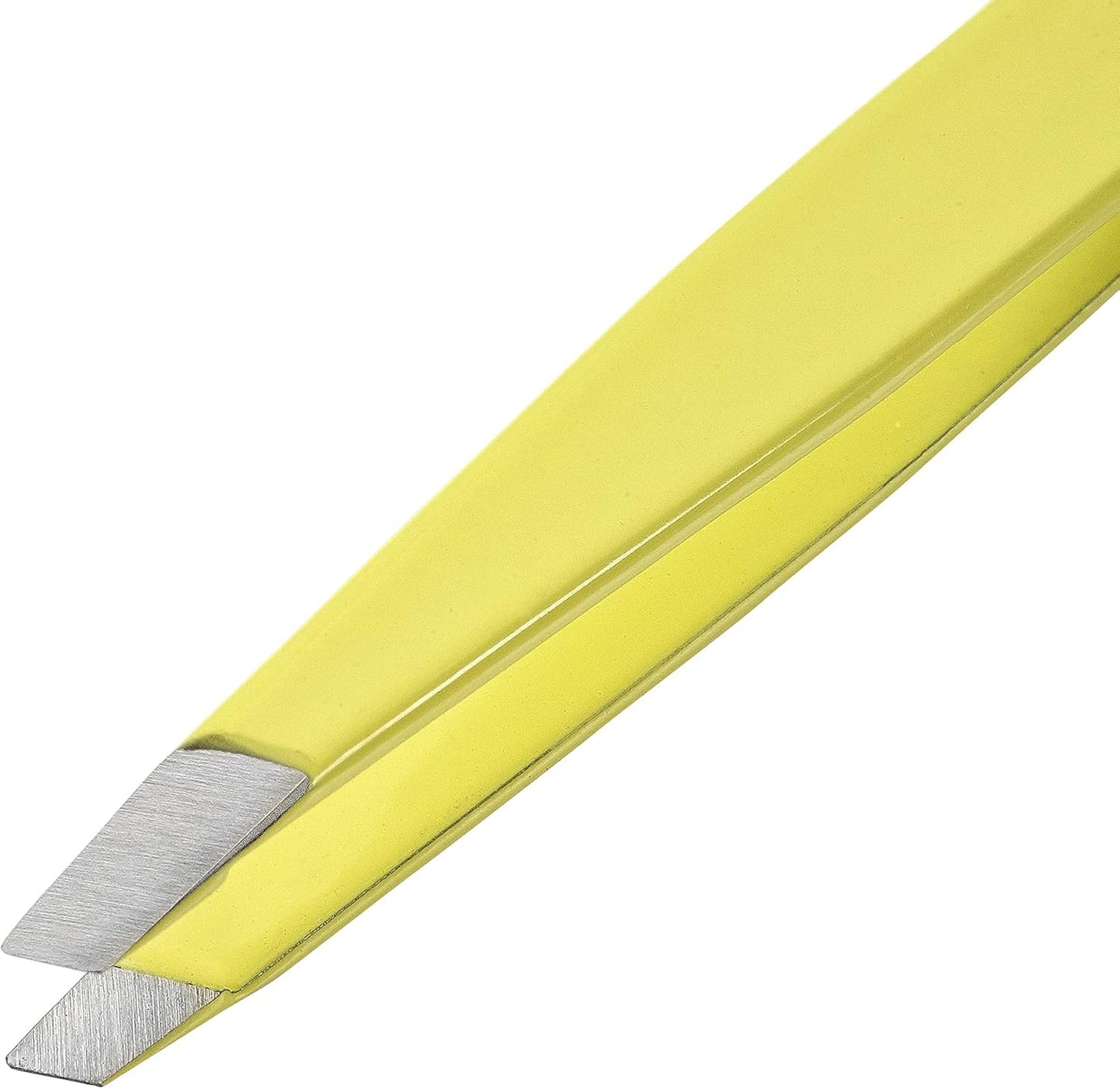 Slant Tweezer - Handmade in Switzerland - Professional Eyebrow & Facial Hair Remover - Etched Interior Grabs Hair from The Root - Perfectly Aligned Tips - Stainless Steel, Yellow