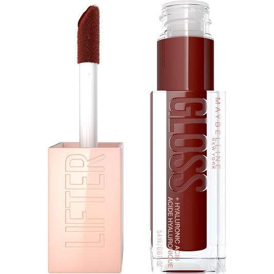 MAYBELLINE Lifter Gloss, Hydrating Honey'd Lip Gloss with Hyaluronic Acid, High Shine for Plumper Looking Lips, Maple, 1 Count