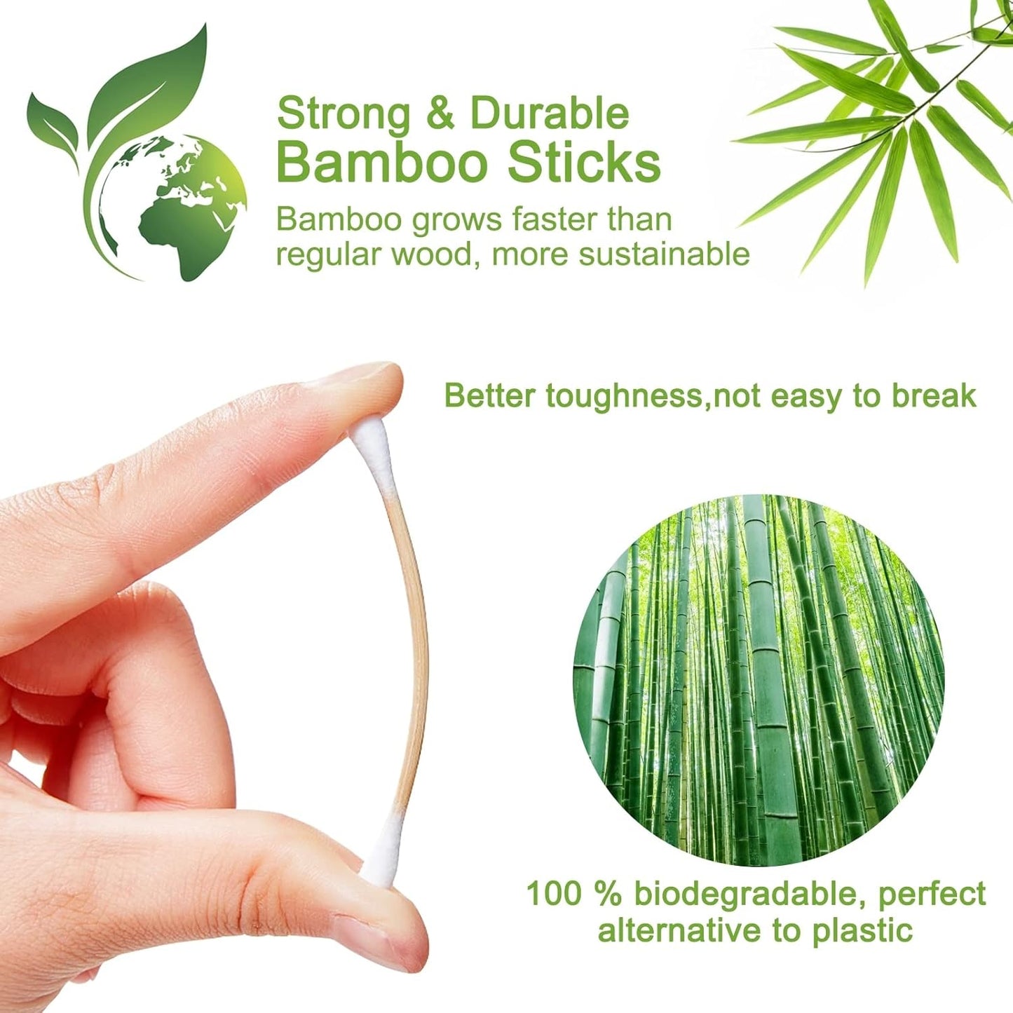 eyxformula 1000 Count Organic Cotton Swabs, Double Tips Biodegradable Cotton Buds with Sturdy Bamboo Sticks for Ear Cleaning, Makeup, Hygiene, Beauty, Pet Care, Arts & Crafts, Household Cleaning