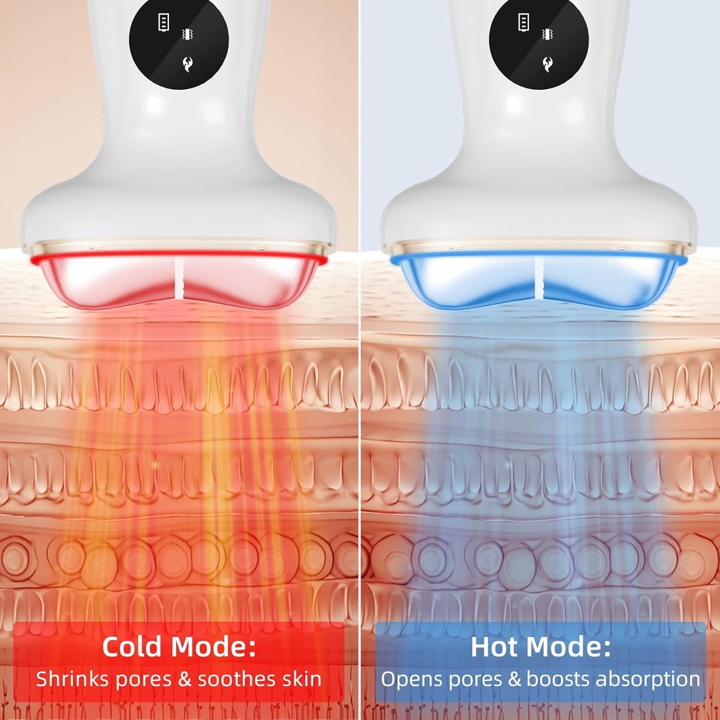 Cold Heat Facial Massager with Red Light Therapy, 7-in-1 LED Gua Sha Sculptor, Microcurrent, Vibration for Face Neck Eye Lifting, Wrinkles, Puffiness, Firming, USB-C Rechargeable Skincare Device