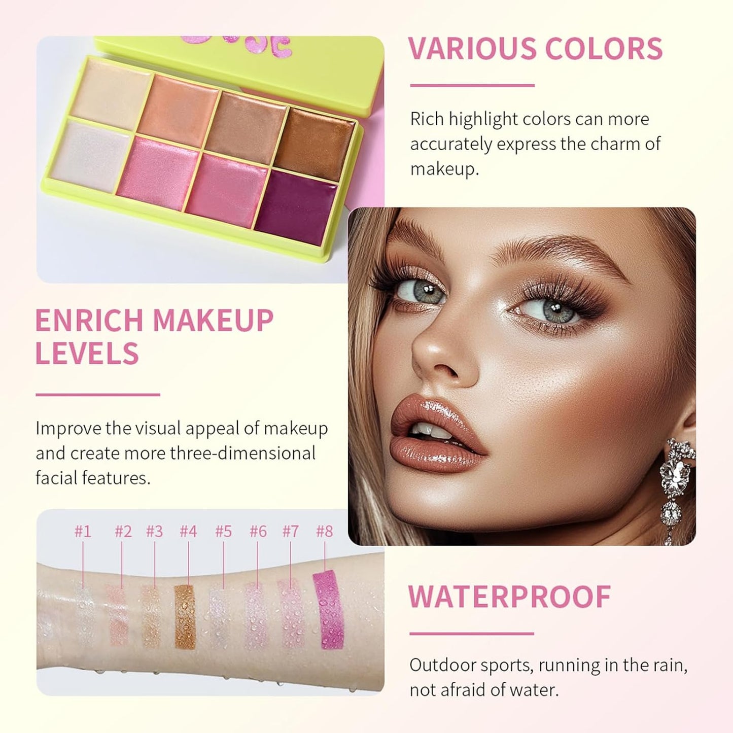 Eyeshadow Stick, Shimmer and Matte Cream Eye Shadow Brightener Sticks Eyeliner Pencil Crayon, Waterproof Long Lasting Eye Highlighter Stick Makeup,0.056 Oz (8-color eyeshadow palette)