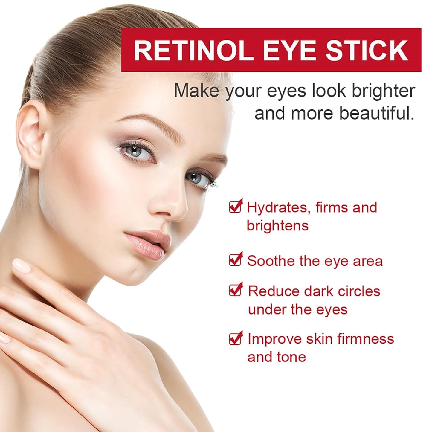 Retinol Eye Stick - With Collagen and Hyaluronic Acid, Retinol Cream, Retinol Face Cream, Under Eye Cream Anti Aging, Brightening Eye Balm Reduces Fine Lines and Dark Circles
