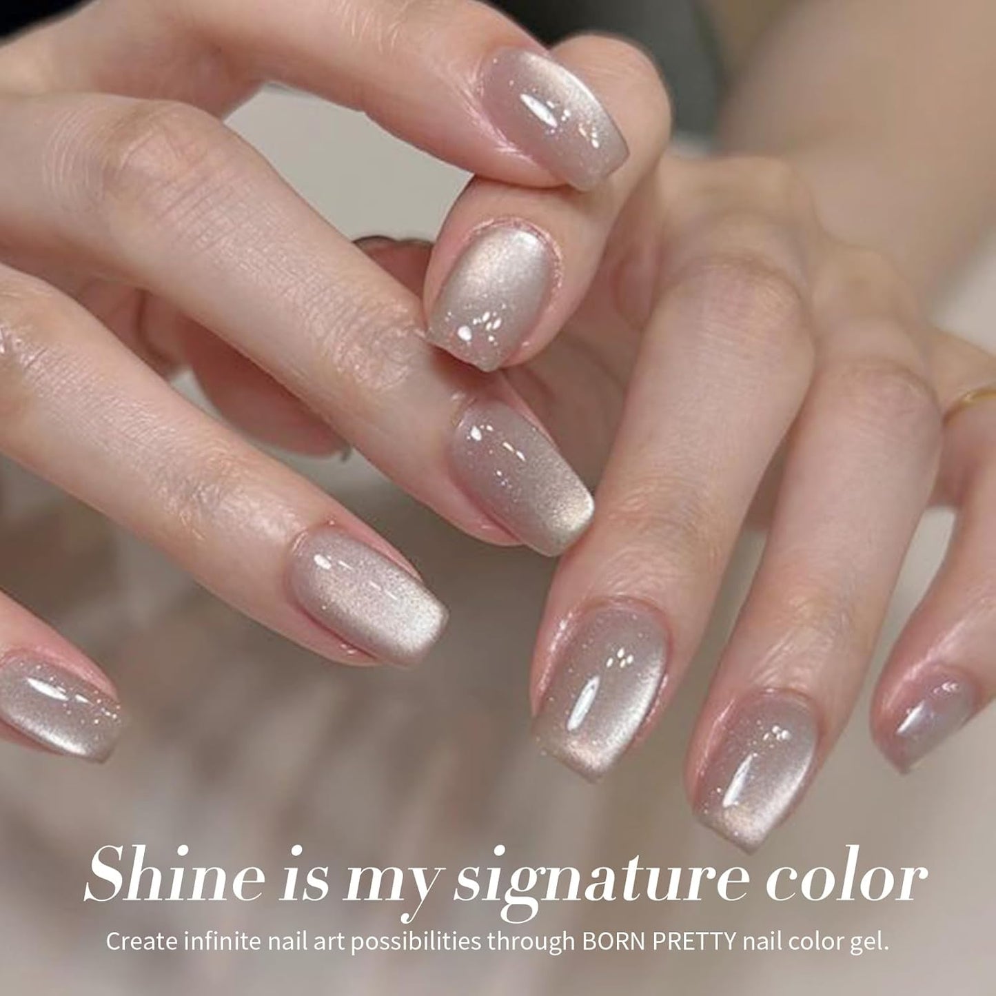 Born Pretty Cat Magnetic Eye Gel Nail Polish, Nude Moonlight Cat Magnetic Gel, Glass Shiny Effect Nude Soak Off Nail Art Salon Manicure Home Gift 15ml