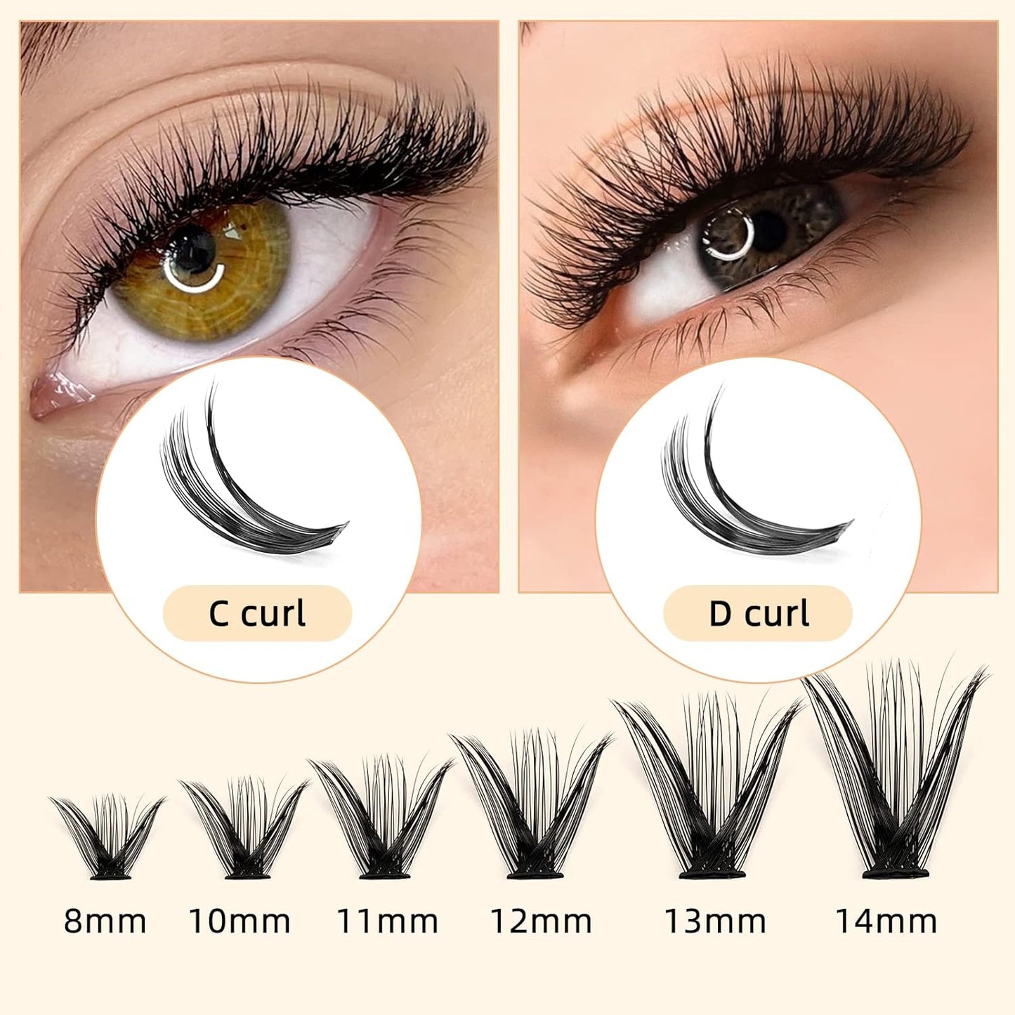 QUEWEL Cluster Lashes 240Pcs Individual Lashes 50D 0.07 D Curl Mix8-14mm Lash Extensions Clusters Lashes Soft&Natural False Eyelashes Individual DIY Eyelash Extension at Home(50D 0.07D mix-8-14)