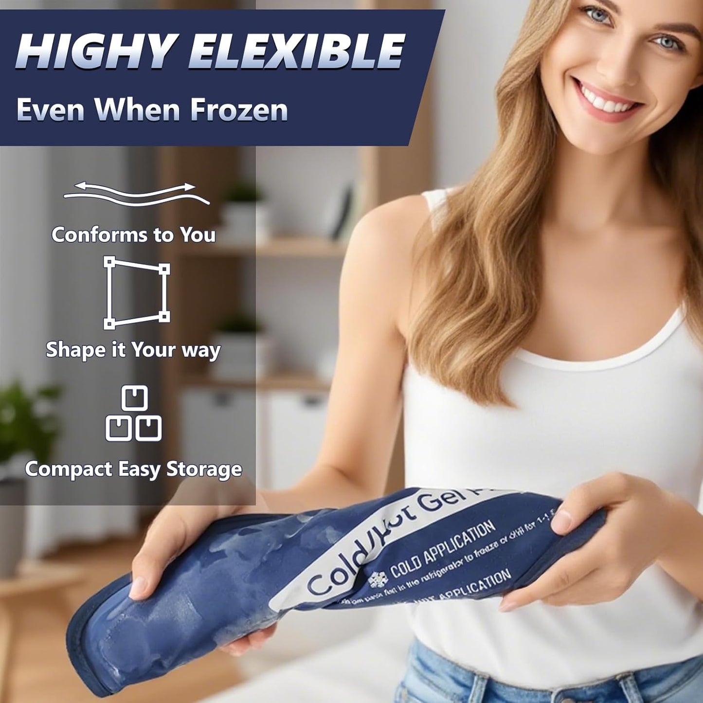 Reusable Gel Soft Ice Packs for Injuries, Flexible Hot and Cold Packs Bag for Knees, Back, Face, Joint & Muscle Pain Relief (Large 11.81"x 15.75")