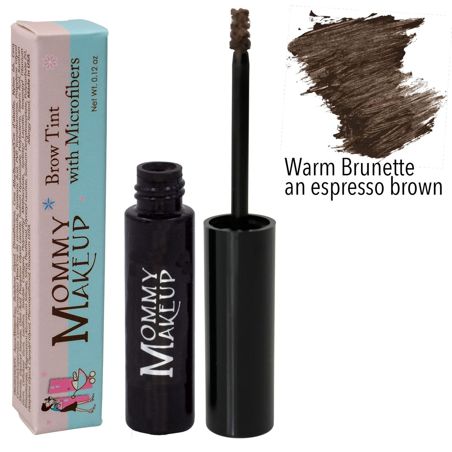 Brow Tint with Microfibers - 4-in-1 Tinted Eyebrow Gel to Groom, Hold, Sculpt & Color Your Brows, Covers Gray Hair - Water Resistant, Clump-Free, Long Lasting (Warm Brunette) by Mommy Makeup