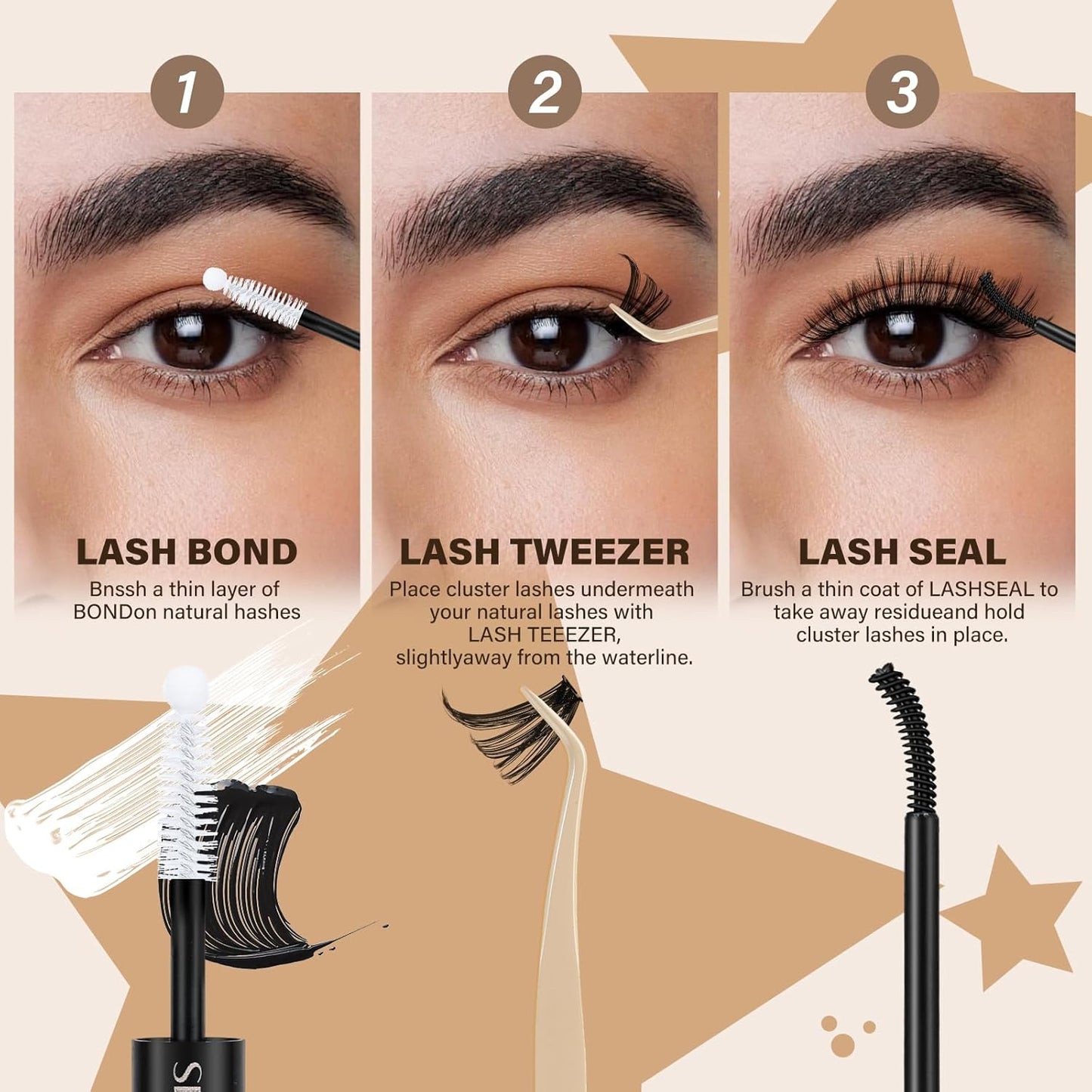 DIY Lash Extension Kit Lash Clusters Kit 40D+50D D Curl Individual Lashes Eyelash Extension Kit 280 pcs Thin Band Cluster Lashes Lash Bond and Seal Tweezers Easy to apply