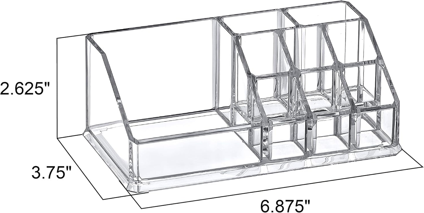 Amazing Abby - Tiffany - Acrylic Cosmetic Organizer, Transparent Plastic Makeup Holder, Compartmented, Shatter-Proof, Perfect Bathroom Vanity Storage Solution for Beauty Supply, Small