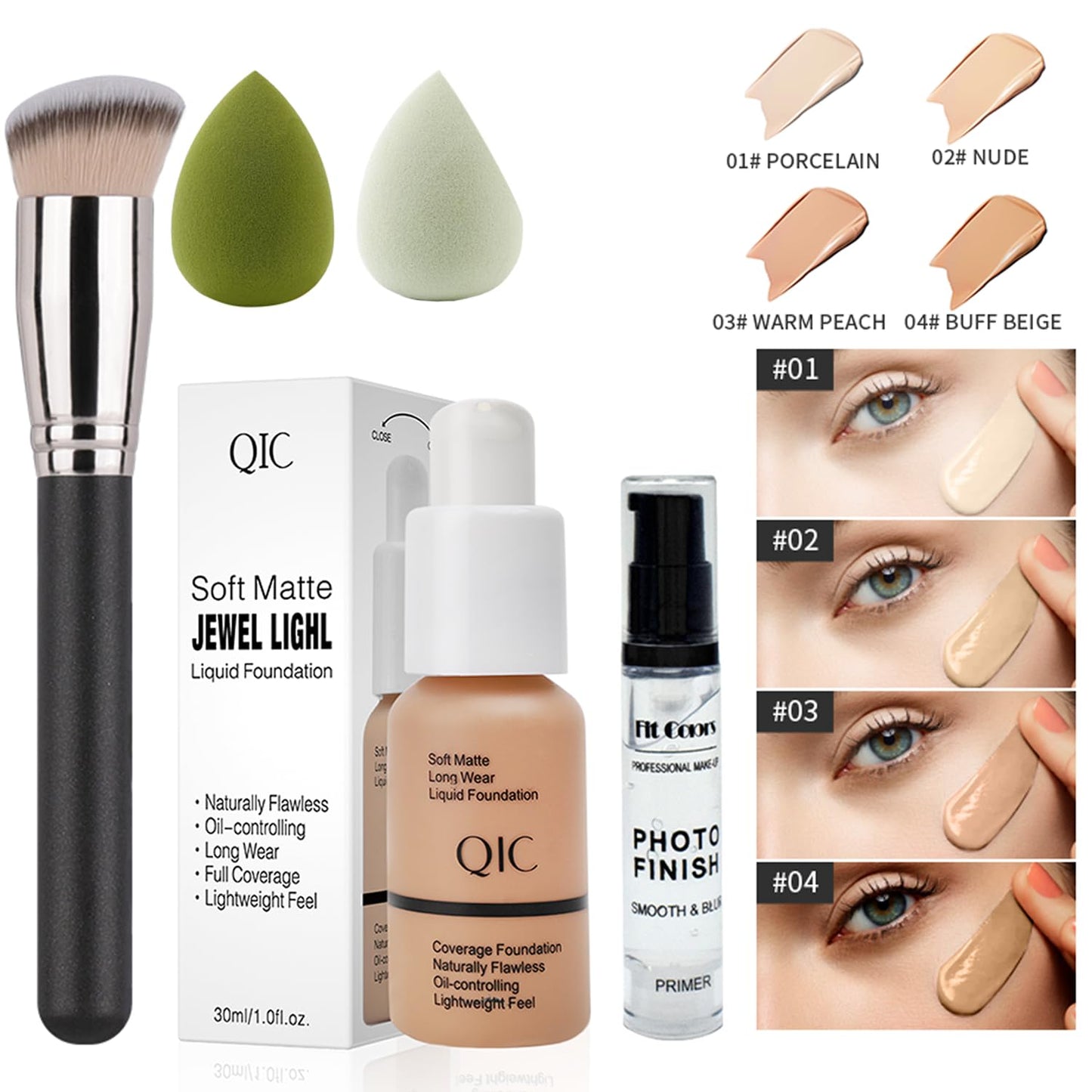 All In One Makeup Kit Full Kit, 3 Pcs Cream Contour Sticks,12 Colors Eyeshadow Palette,Full Coverage Foundation, 6 Colors Lipstick Set, Waterproof Eyeliner and Mascara(102# Nude)