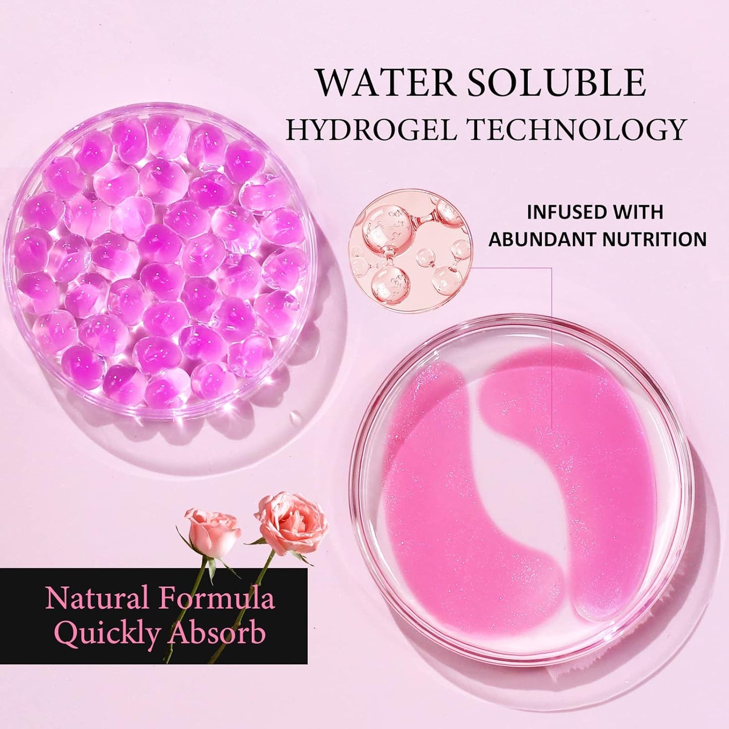 Under Eye Patchs (30 Pairs) Rose Eye Mask for Dark Circles and Puffiness Wrinkle Eye Bags (Rose)