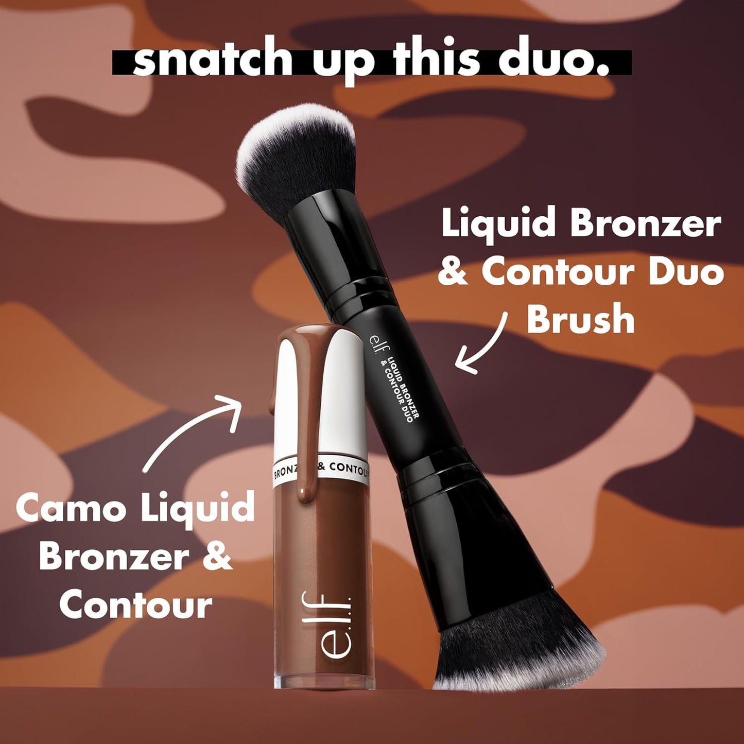 e.l.f. Camo Liquid Bronzer & Contour, Silky Highly Pigmented Formula, Creates a Long-Lasting Bronzed Glow & Natural Look, Vegan & Cruelty-Free, 9 Deep/Rich