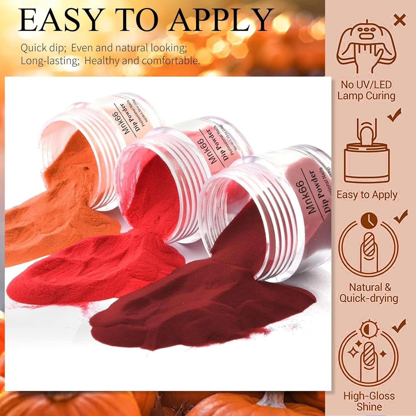 6 Colors Dip Powder Set, Orange Dark Red Wine Christmas Dipping Powder Color Set, Glossy Nail Art Manicure DIY Salon Home Gift for Ladies,YYSDDPS-02-6pcs