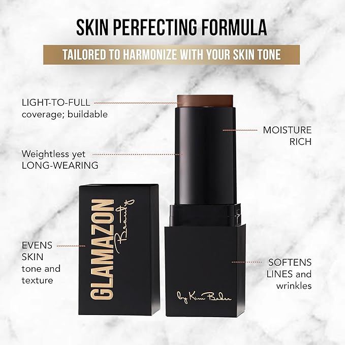 Glamazon Second to None Foundation Stick, Chocolate Mousse, Light-to-Full Coverage, Weightless Makeup With a Glowy Natural Finish